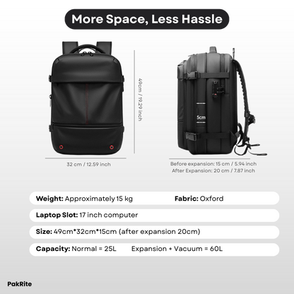 PakRite - Vacuum Compression Backpack